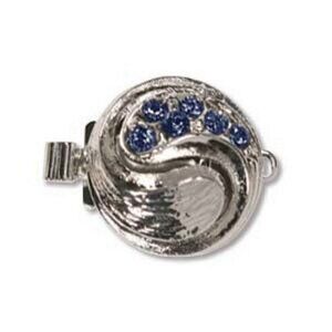 ELEGANT ELEMENTS Rhodium Plated Box Clasp Yin Yang Design 6 SWAROVSKI Crystals